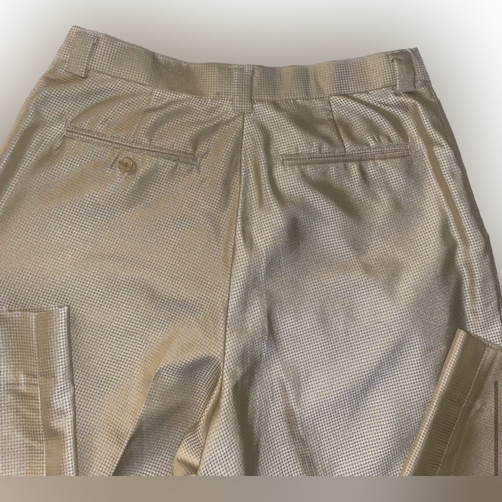 Blu Martini Mens Shiny Crème Checkered Dress Pants Size 36 - Picture 5 of 10